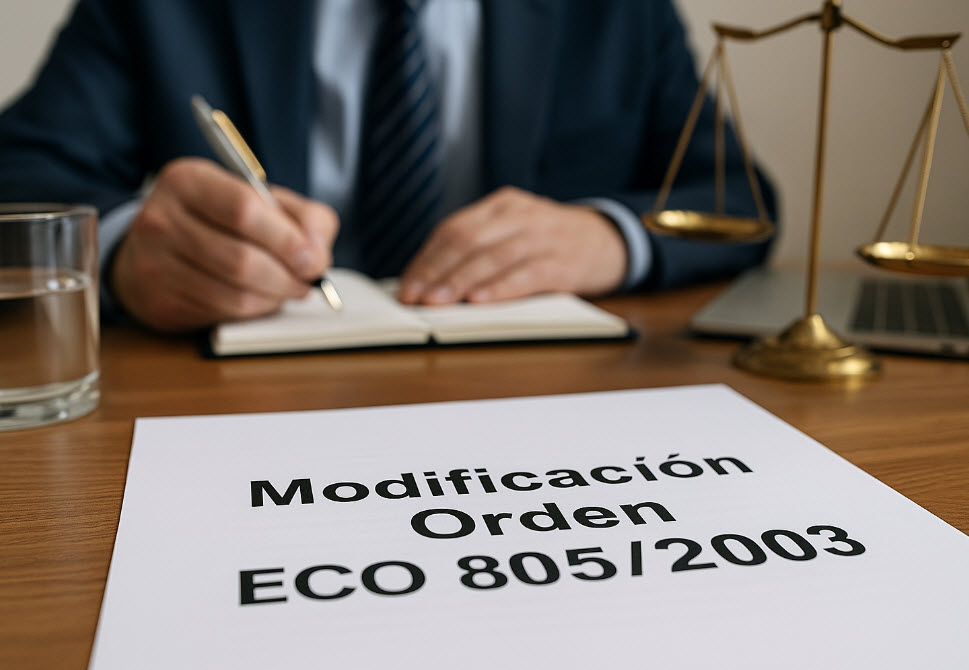 Nueva Ley que modifica la Orden ECO 805 2003